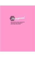 Hexagonal Grid/Graph Paper Notebook, 160 Pages, Grey Hexagons / White Lines, Pink Cover