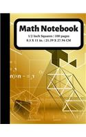 Math Notebook: 1/2 inch Square Graph Paper for Students and Kids, 100 Sheets (Large, 8.5 x 11)(22 Graph Paper Notebooks)