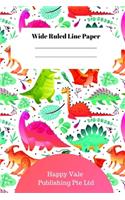 Cute Dinosaur Foot Theme Wide Ruled Line Paper