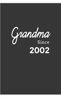 Grandma Since 2002 Notebook: Lined Journal, 120 Pages, 6 x 9, Affordable Gift for Grandmother, Gran Journal Matte Finish