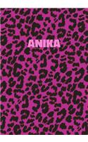 Anika: Personalized Pink Leopard Print Notebook (Animal Skin Pattern). College Ruled (Lined) Journal for Notes, Diary, Journaling. Wild Cat Theme Design wi