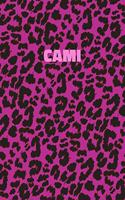 Cami: Personalized Pink Leopard Print Notebook (Animal Skin Pattern). College Ruled (Lined) Journal for Notes, Diary, Journaling. Wild Cat Theme Design wi
