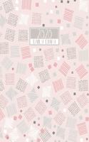 2020 Daily Diary: A4 Day on a Page to View Full DO1P Planner Lined Writing Journal - Pretty Pink & Grey Abstract Doodled Squares