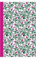 Journal: Flowers and Buds (Pink and Green) 6x9 - Graph Journal - Journal with Graph Paper Pages, Square Grid Pattern