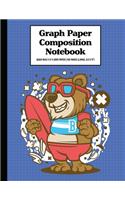 Graph Paper Composition Notebook Quad Rule 5x5 Grid Paper - 150 Sheets (Large, 8.5 x 11"): Bear Surfer