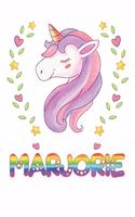 Marjorie: Marjorie Notebook Journal 6x9 Personalized Gift For Marjorie Unicorn Rainbow Colors Lined Paper