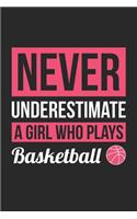 Never Underestimate A Girl Who Plays Basketball - Basketball Training Journal - Basketball Notebook - Gift for Basketball Player