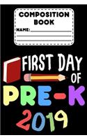 Composition Book First Day Of Pre-K 2019