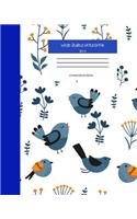 Wide Ruled Notebook Bird Composition Book: Cute Kawaii Bird Themed Lined Journal for Adults Teens Kids Students Back to School. 8" x 10" 120 Pages. Vol 4