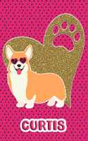 Corgi Life Curtis: College Ruled Composition Book Diary Lined Journal Pink