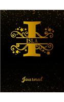 Isla Journal: Letter I Personalized First Name Personal Writing Diary Black Gold Glittery Space Effect Cover Daily Diaries for Journalists & Writers Note Taking W