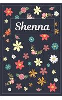 Shenna: Lined Writing Notebook with Personalized Name 120 Pages 6x9 Flowers