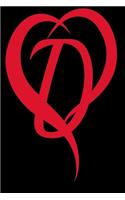 Monogram Initial Letter D Adorable Heart Red and Black