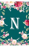 N: Flower Monogram Initial N Floral Watercolor Beautiful