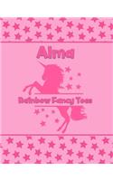 Alma Rainbow Fancy Toes: Personalized Draw & Write Book with Her Unicorn Name - Word/Vocabulary List Included for Story Writing