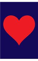 100 Page Blank Notebook - Red Heart on Navy Blue: Unruled; Unlined White Paper; 6" x 9"; 15.2 cm x 22.9 cm; 50 Sheets; Page Numbers; Table of Contents; Diary; Journal; Glossy Cover; Love; Luv