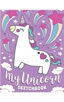 My Unicorn Sketchbook: Blank Unlined Doodle Book V38