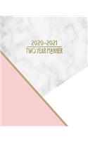 2020 - 2021 Two Year Daily Planner: Elegant Pink and Gold White Marble Daily Weekly Monthly Calendar Organizer. Nifty 2-Year Motivational Agenda Schedule with Vision Board, Habit Track