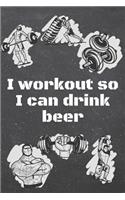 I workout so I can drink beer: Fitness Motivation Workout Dot Grid Notebook, Journal or Planner - Funny Weightlifting, Bodybuilding Athlete Gift Idea - Gym Diary - 110 dotted Page