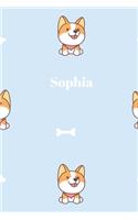 Sophia: Liniertes Corgi Notizbuch oder Hund Notizheft liniert - Hunde Journal für Männer und Frauen mit Linien