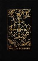 Wheel of Fortune: Tarot Card Bullet Journal - 5 x 8 Notebook - Black and Gold Design - Dot Grid Notebook