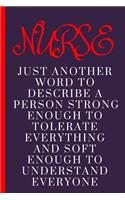 Nurse Just Another Word to Describe a Person Strong Enough to Tolerate Everything and Soft Enough to Understand Everyone