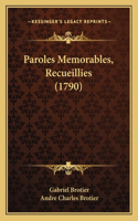 Paroles Memorables, Recueillies (1790)