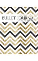 Bullet Journal Notebook, Dotted Grid, Graph Grid-Lined Paper, Large, 8x10, 150 Pages: Metallic Black Gold Chevron Geometric Abstract Cover: Master Journaling with Bullet Guide System Professional Journal