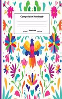 Composition Notebook: Hand Drawn Colorful Flowers Wide Ruled Primary Copy Notebook, SOFT Cover Girls Kids Elementary School Supplies Student Teacher Daily Creative Writin