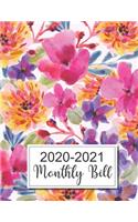 2020-2021 Monthly Bill: 2020-2021 Bill Payment Checklist and Monthly Bill Payments Tracker Organizer Planner Log Book Money Debt Keeper Family Budgeting Financial Planning 