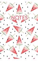 Notes: 110 Blank Lined Journal College Ruled Fruit Summer Watermelon