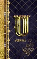 U Journal: Letter U Initial Monogram Lined Notebook - Elegant Diamond and Gold Print