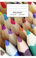 Wide Ruled Composition Notebook 6" x 9". Crayon Color Pencils Child School: 6" x 9". 200 Pages. Book Cover With Beautiful Crayon Color Pencils Child School Background Pattern.