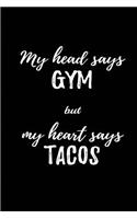 My head says Gym But my head says Tacos: Blank Lined food addiction Journals (6"x9"). Perfect Gifts For Men or Women to overcome food addiction, emotional overeating, binge eating, compulsi