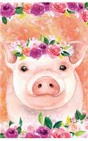 Journal Notebook For Animal Lovers Pink Pig In Flowers: Blank Journal To Write In, Unlined For Journaling, Writing, Planning and Doodling, For Women, Men, Kids, 160 Pages, Easy To Carry Size