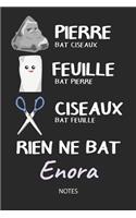 Rien ne bat Enora - Notes: Noms Personnalisé Carnet de notes / Journal pour les filles et les femmes. Kawaii Pierre Feuille Ciseaux jeu de mots. Fournitures scolaires, premier