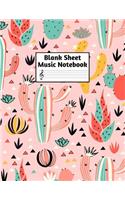 Blank Sheet Music Notebook: Easy Blank Staff Manuscript Book Large 8.5 X 11 Inches Musician Paper Wide 12 Staves Per Page for Piano, Flute, Violin, Guitar, Trumpet, Drums, Cell