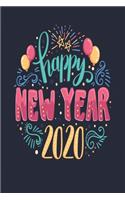 Happy New year 2020: Medium Size Notebook with Lined Interior, Page Number and Daily Entry Ideal for Organization, Taking Notes, Journal, Diary, Daily Planner