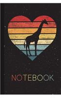 Notebook: Giraffe Lover Gifts Retro Vintage Animal Heart Silhouette Blank Lined Notebook for Women Men Kids Great Present Thanksgiving / Birthday / Party Chri