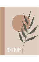 Mind Maps: Notebook for Mind Mapping, Brainstorming, and Visual Thinking at Work, School, and Home with Beautiful Minimalist Abstract Botanical Soft Cover Desi