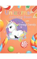 Unicorns Coloring Book with Sweet Candy
