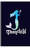 Moonchild: Cute Mermaid Design Perfect for Students, Kids & Teens for Journal, Doodling, Sketching and Notes Gift (6"x9") Dot Grid Notebook to write in