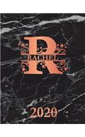 Rachel: 2020. Personalized Name Weekly Planner 2020. Monogram Letter R Notebook Planner. Black Marble & Rose Gold Cover. Datebook Calendar Schedule