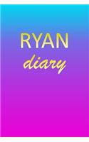Ryan: Journal Diary Personalized First Name Personal Writing Letter R Blue Purple Pink Gold Effect Cover Daily Diaries for Journalists & Writers Journalin