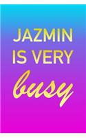 Jazmin: I'm Very Busy 2 Year Weekly Planner with Note Pages (24 Months) - Pink Blue Gold Custom Letter J Personalized Cover - 2020 - 2022 - Week Planning - 