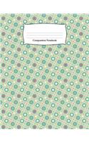 Composition Notebook: Mint Green Circle Retro Pattern Wide Ruled Notebook