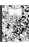 Wide Ruled Composition Notebook 8x 10. 120 Pages. Distressed Pattern: Distressed Texture Pattern. Multi Purpose Wide Ruled Journal Paper. White and Black Distressed Vintage Design Pattern Cover.
