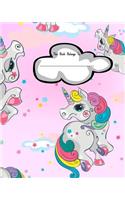 120 Page Handwriting Book: Kids Practice Handwriting Book Unicorn on Blue with Name Cloud
