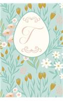 T: Letter T Journal, Easter Flowers, Personalized Notebook Monogram Initial, 6 X 9