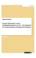 Europa-Abkommen versus Vollmitgliedschaft in der EU - Ein Vergleich der ökonomischen Integrationswirkungen